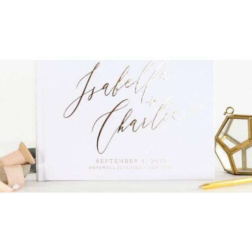 Wedding Guestbook with Gold Foil Wedding Guest Book Photo Booth Guest Book for Wedding journey Photo Album Modern