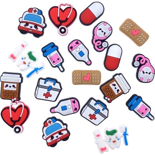 100PCS Wholesale Mix Cartoon Thermometer Medical Treatment PVC Flat Back Accessories Crafts For Kids DIY Jewelry Phone Case