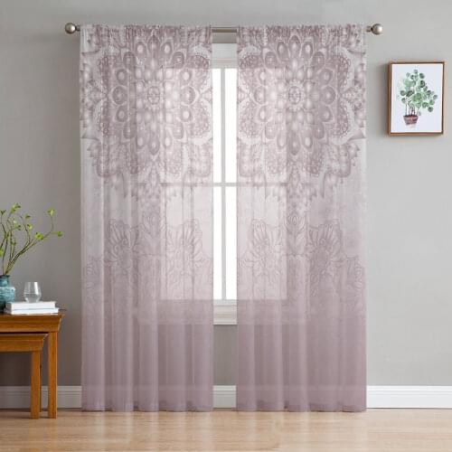 Tulle Curtains Mandala Vintage Flower Boys And Girls Bedroom Sheer Hanging Curtain Living Room Kitchen Gauze Curtain