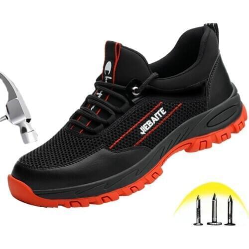 Comfortable Casual Safety Shoes Mens Steel toe Anti-smashing Puncture Proof Non-slip Breathable Deodorant Work Safety Boots