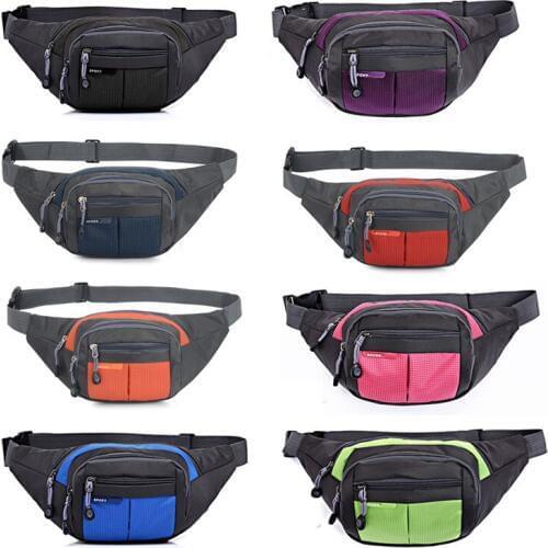 Outdoor Multi-functional Unisex Canvas Waist Bag For Running Cycling Hiking 8 Colors Bum Bag Zip Pouch