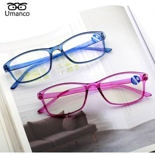 Umanco 2021 New Classic Plain Glasses For Women Men Square Shape Plastic Frame Polycarbonate Lens Decoration Accessories Gifts