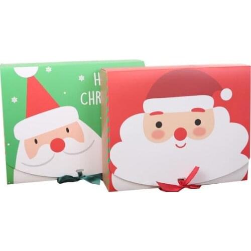 Unique Christmas Eve Big Gift Box Santa & Fairy Design Papercard Kraft Present Party Favour Activity Box red green SN1376