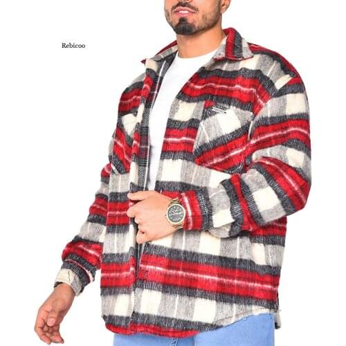 Spring Mens Jacket Fashion Plaid Color Block Cool Man Streetwear Casual Checkered Jacket Shirt New Male Coat Plus Size 3Xl
