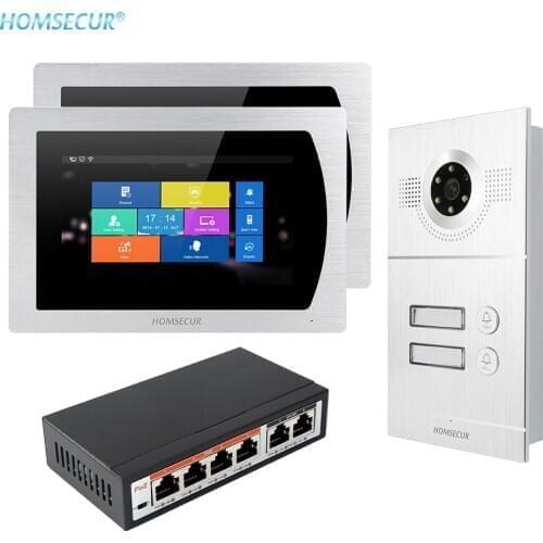 HOMSECUR 7" iOS/Android PoE WLAN IP Video Door Entry Security Intercom+Color Night Vision BC121IP-2S/3S/4S+BM717IP-S