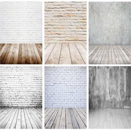 White Brick Wall Wooden Floor Photo Backdrop Vinyl Studio Backgrounds Photoshoot for Children Baby Toy Pet Photography Props