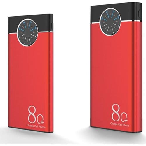 Portable Power Bank 80000mAh Fast Charger Roulette Display Aluminum Alloy Shell with Dual Output Ports for Xiaomi Samsung Iphone