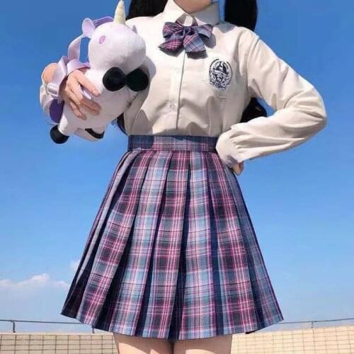 HYNOATH Summer JK Women Plaid Skirts Harajuku High Waisted Kawaii Pleated Skirt Japanese Ladies Sweet Plaid Mini Skirts Women