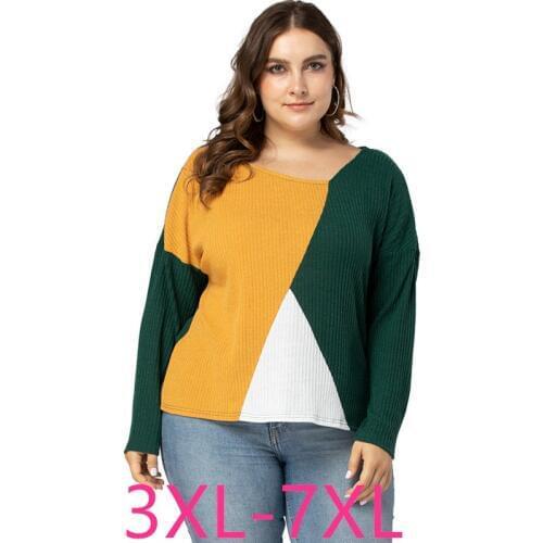 2021 spring autumn winter plus size sweater tops for women casual loose long sleeves knitting pullover green 3XL 4XL 5XL 6XL 7XL