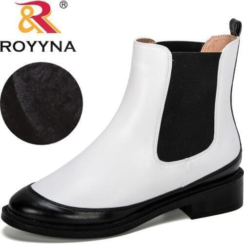 ROYYNA 2019 New Fashion Style Heels Women Ankle Shoes Size 36-41 Boots Trendy Office Leather Boots Outdoor Winter Shoes Feminimo