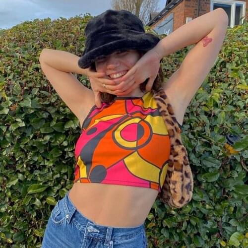 2021 Women Sleeveless Slim Fit Mini Vest Y2K Harajuku Graphic Tank Top E-girl Aesthetic Streetwear Summer Gothic Sweats Crop Top