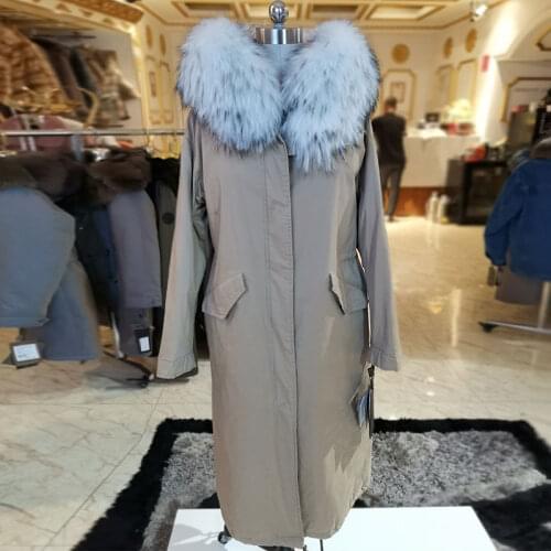 2020 new raccoon fur collar Mid-length Removable cotton lining Send to overcome female Overcoat Ladies jacket WSH8603-2