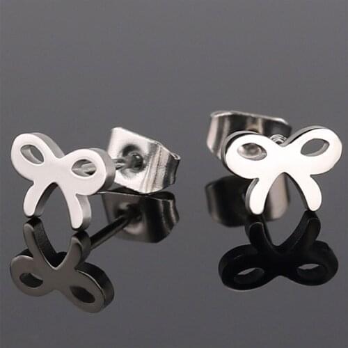 1 pair of bowknot earrings stainless steel hollow earrings fashion earrings for women