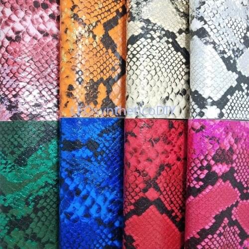 1PC 21X29CM Synthetic Letaher, Cuero Sintetico Metallic Snake Leather For Making Bows Accessories LEOsyntheticoDIY R2033B