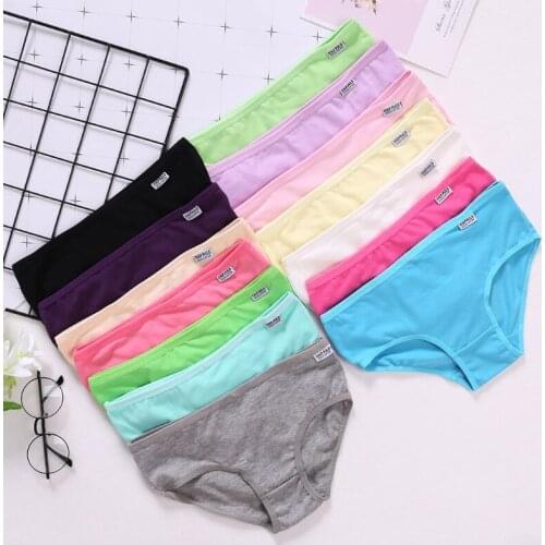 1PCS EY Womens Girls Cotton Underwear Brief Solid Panties Breathable Underpants L Size