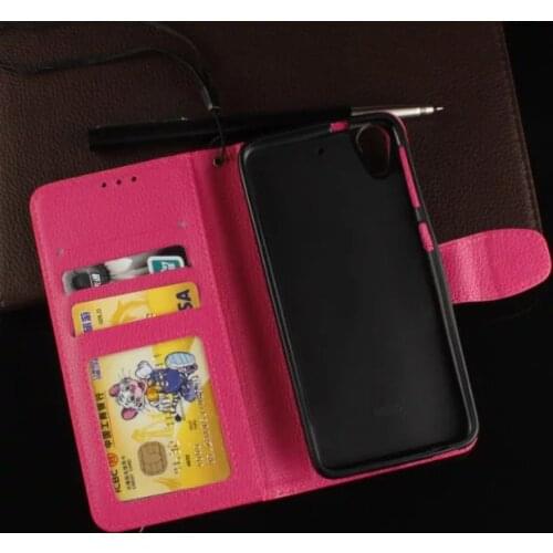 10pcs/lot free shipping Lychee PU Leather +soft TPU wallet Book Stand Card Slot photos Case For HTC Desire 626