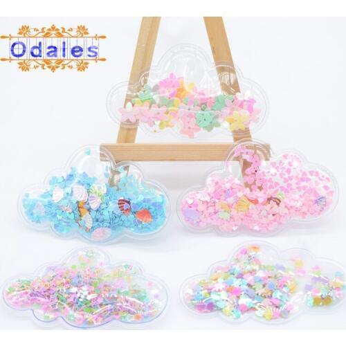 10Pcs Shake Sequin Filling Cloud Patches Appliques Baby Clips and DIY Hairwear Accessories Cake Toppers Supplies