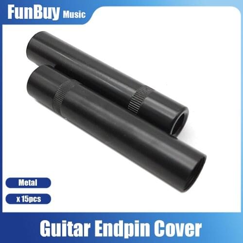 15pcs 6.35 Threaded Cylinder End Pin Jack Long Cover for Acoustic Guitar Bass Mandolin Ukulele Black