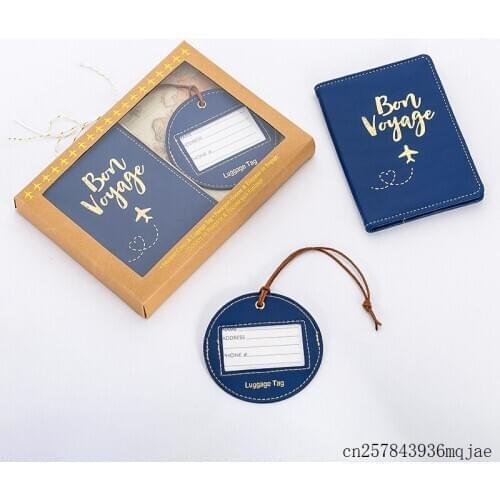 20Sets Passport Cover and Luggage Tag Set Promotional Gifts with Kraft Paper Gift Box Party Favor Gifts