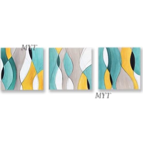 3 Panel Group Canvas Wall Art Abstract Colors Oil Painting 100% Hand-painted 3 Pieces Canvas Artwork For Hotel Decorative