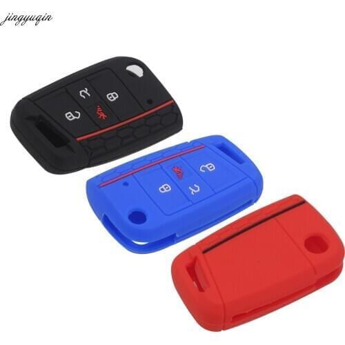 Jingyuqin 4 Buttons Silicone Car Key Cover Case Protect for VW Polo 2016 Golf 7 MK7 for Skoda Octavia Combi A7