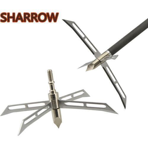 6/12Pcs 186Grain Hunting Tips Arrowheads 4 Blade Broadheads Arrow Points Large Cut For Bow Training Shooting Archery Accessories