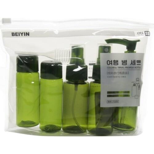 7 Pcs/Set Brown Color Small Plastic Spray Refillable Bottles Kits Holiday Travel Mini Refillable Bottle