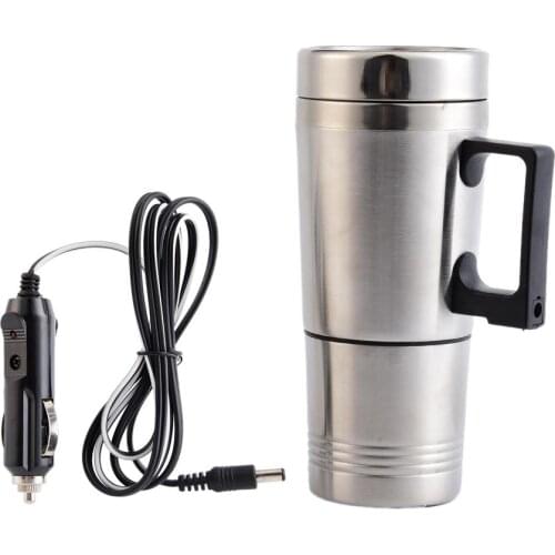 12V 300ml Car Electric Heated Kettle Stainless Steel Vehicle Cigarette Lighter Heating Cup Travel Coffee Water Thermal Mug