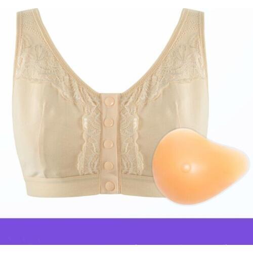 Bras After Breast Cancer Surgery Artificial Silicone Breast Bra Suit Women Mastectomy Without Steel Ring Front Buckle Bra H4608