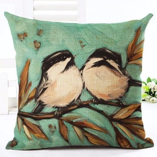 Nordic Style Cute Bird Painting Home Decorative Cushion Cover Sofa Throw Pillow case Cotton Linen Square Almofadas Cojines