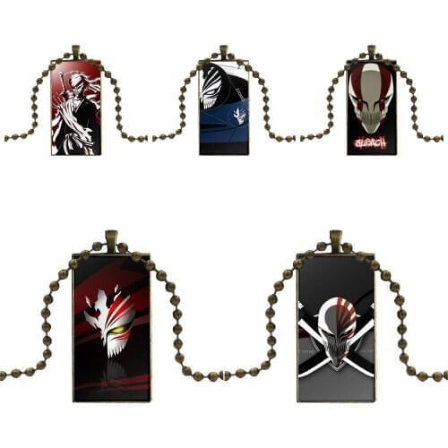 For Women Party Gift Anime Bleach Ichigo Mas Fashion Glass Cabochon Pendant Necklace With Women Bronze Plated Statement Jewelry