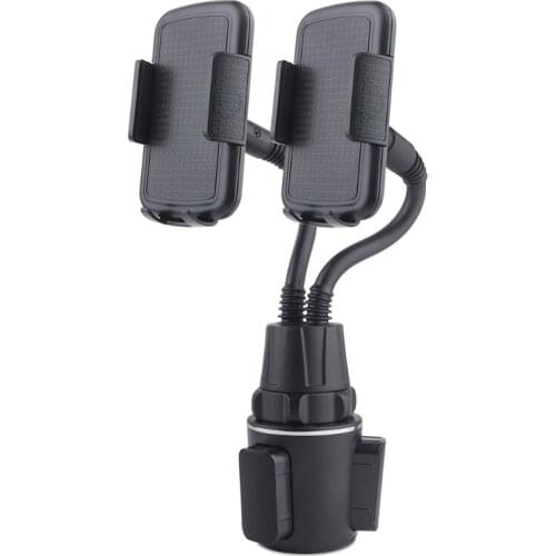 Dual Clip Flexible Gooseneck SUV Car Cup Phone Holder Mount for 4-7" Cell Phones