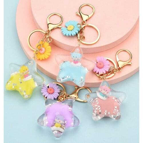 Liquid Keychain Mavericks Anime Key chain Into Oil Five-pointed Star Keychain Floating Mavericks Accessories Womens Bag Pendant