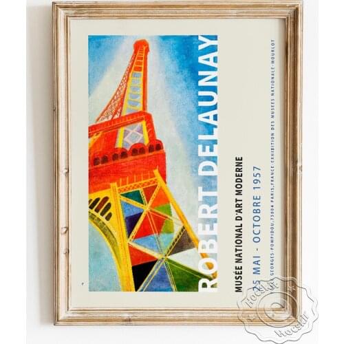 Robert Delaunay Exhibition Cubism Museum Poster, France Paris Tower Canvas Painting, Avant-garde Modern Backdrop Wall Picture
