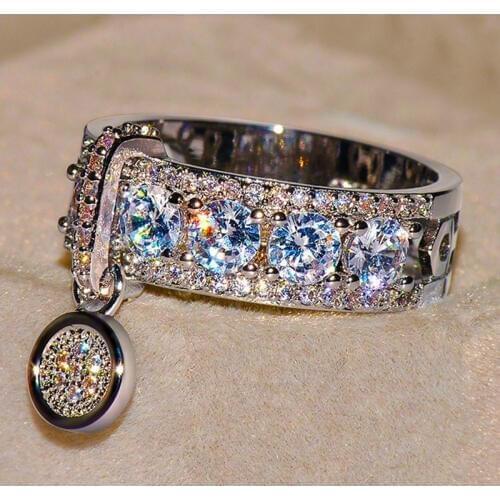 Luxury Female White Bridal Wedding Ring Set Fashion Silver Color Filled Jewelry Promise CZ Stone Engagement Rings For Women