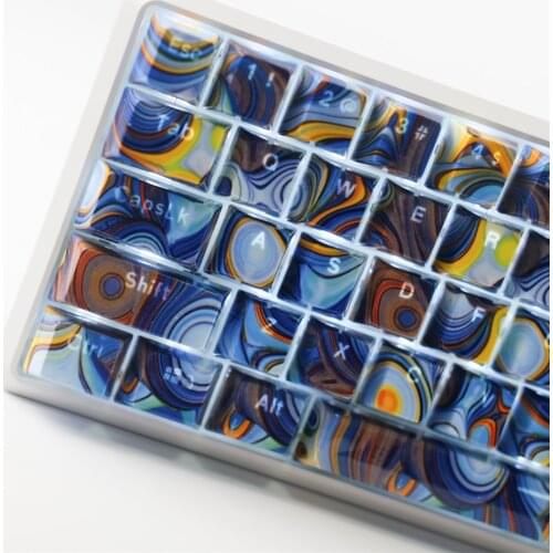 Enamel Agate Starry Sky ABS Keycaps OEM Profile UV Bright Side Water Transfer Printing For Cross MX Switches Mechanical Keyboard
