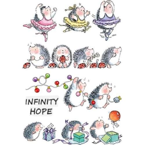 Hedgehog combination Transparent Silicone Rubber Stamp and metal die Sheet Cling Scrapbooking DIY Cute Pattern Photo Album Stamp