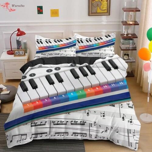 3D Bedding Set Piano Keys Music Note Black & White 2/3 Pieces King Queen Duvet Cover Sets Soft Quilt Cover Home Decor Bedclothes