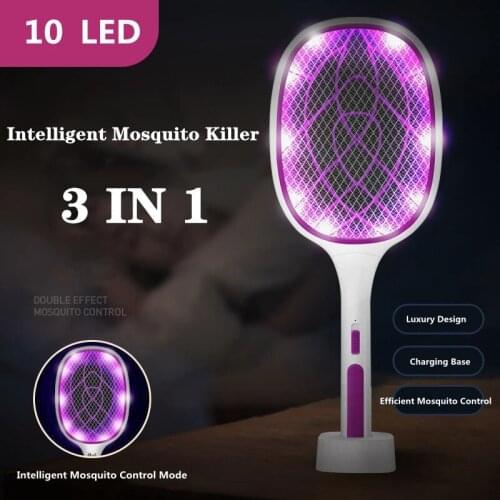 Two-in-One USB Rechargeable 6/10 LED Trap Mosquito Killer Lamps 3000V Electric Bug Zapper Summer Fly Swatter Trap Flies Insect