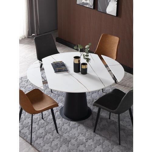 Marble dining table imported rock plate folding round dining table multifunctional square and round dining table