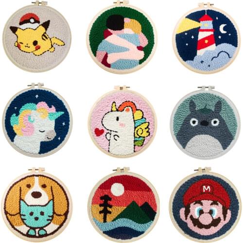 Punch Needle Embroidery Kit with Yarn for Beginners Easy Embroidery DIY Needlework Wool Work Home Decor Custom Embroidery