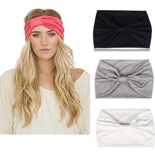 2019 New Hair Band with Ladys Temperament Knitting Cross Sport solid Color, Available in autumn and winter,fashion headwear