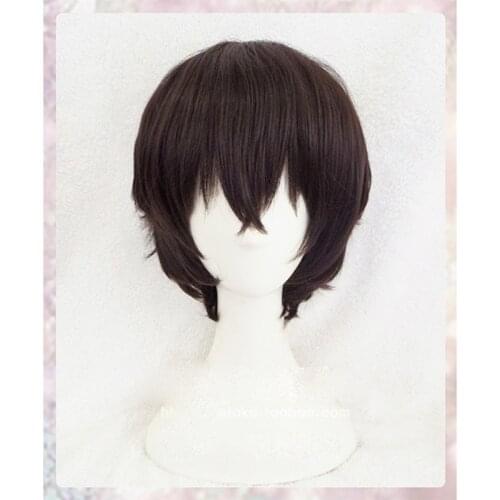 New Arrival Anime Bungo Stray Dogs Dazai Osamu Short Brown Curly Hair Heat Resistant Cosplay Costume Wig + Track + Cap