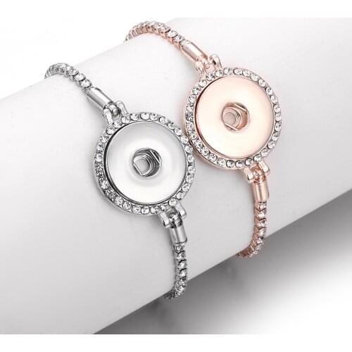 New Snap Jewelry Bracelets Crystal Rhinestone Metal 18mm Snap Button Bracelet Diy Adjustable Charm Bracelets for Jewelry Making
