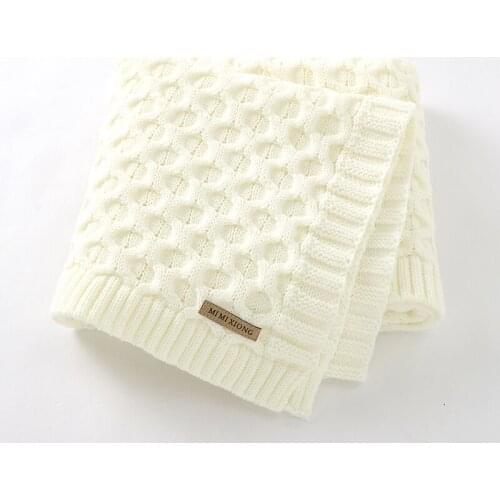 Baby Blankets Solid Knitted Toddler Infant Swaddle Wrap Quilts Super Soft Newborn Girl Boy Stroller Bed Sleeping Covers 100*80CM