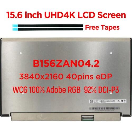 Original B156ZAN04.2 15.6" Laptop LCD Screen for ThinkPad P52 P53 T590 UHD4K 3840x2160 100% Adobe RGB 10bit IPS 40pin eDP