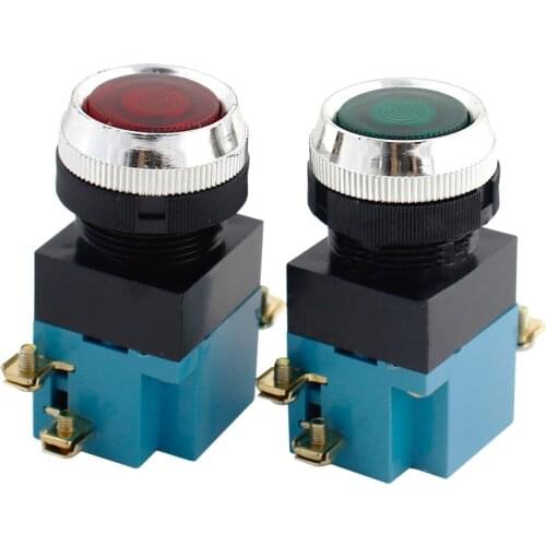 P50 Momentary Push button switch 25mm 5A 380V Circular small size Flat round Red,Yellow,blue,Green,Black LA19-11