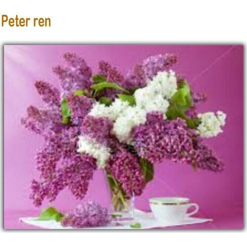 Peter ren Diamond painting Cross stitch Diamond embroidery Square mosaic pictures of rhinestones Diy Diamond Drawing Lilacs