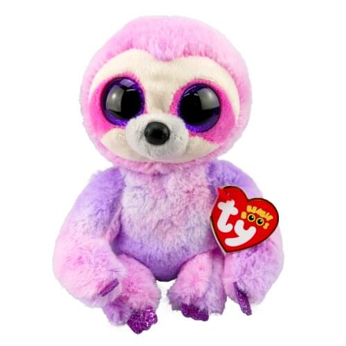 New 6" 15cm Ty Big Eyes Stuffed Peas Plush Animal Purple sloth Doll Collection Boys and Girls Christmas Birthday Gift
