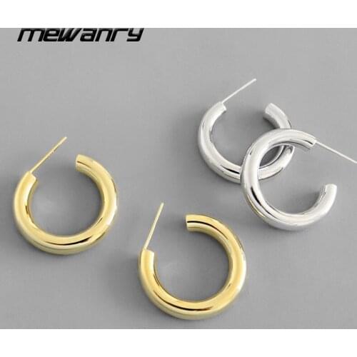 MEWANRY Prevent Allergy 925 Sterling Silver Hoop Earrings Accessories New Trend Elegant Simple Geometric Party Jewelry Wholesale